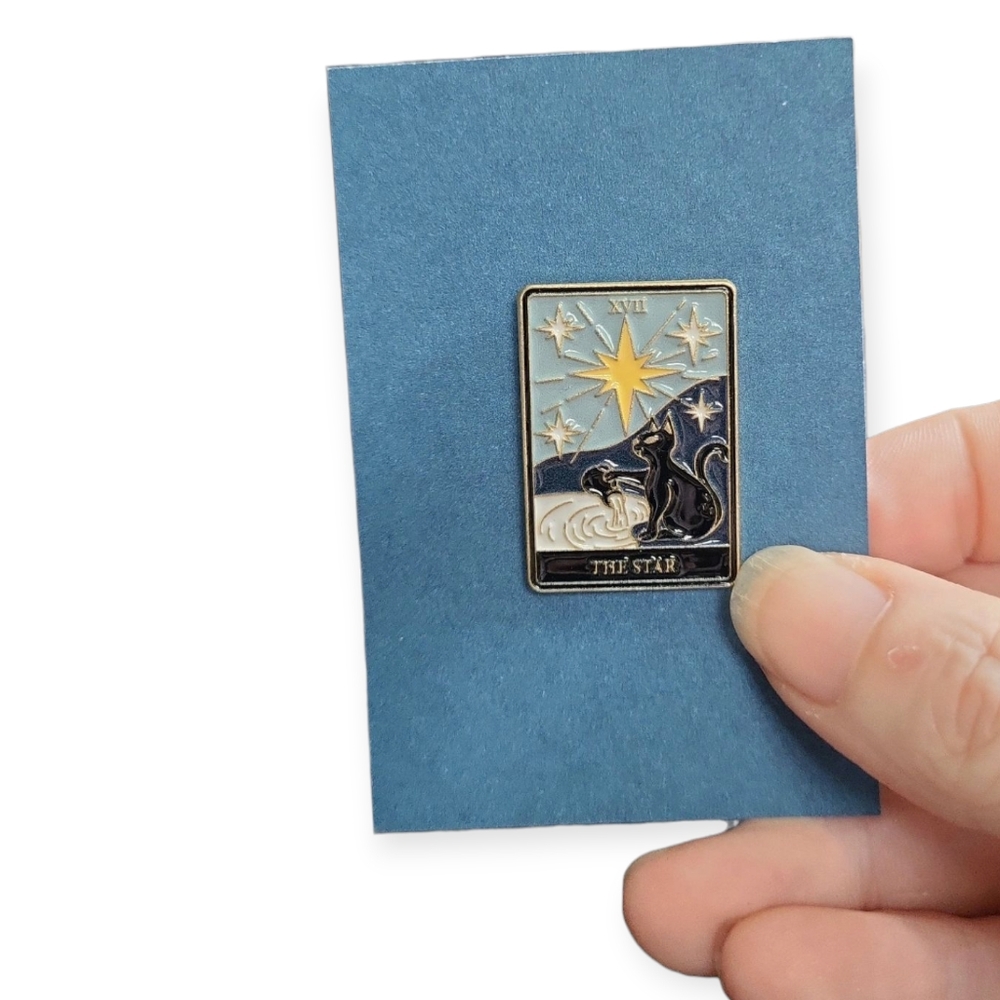 Tarot Card Enamel Pin with Star Design